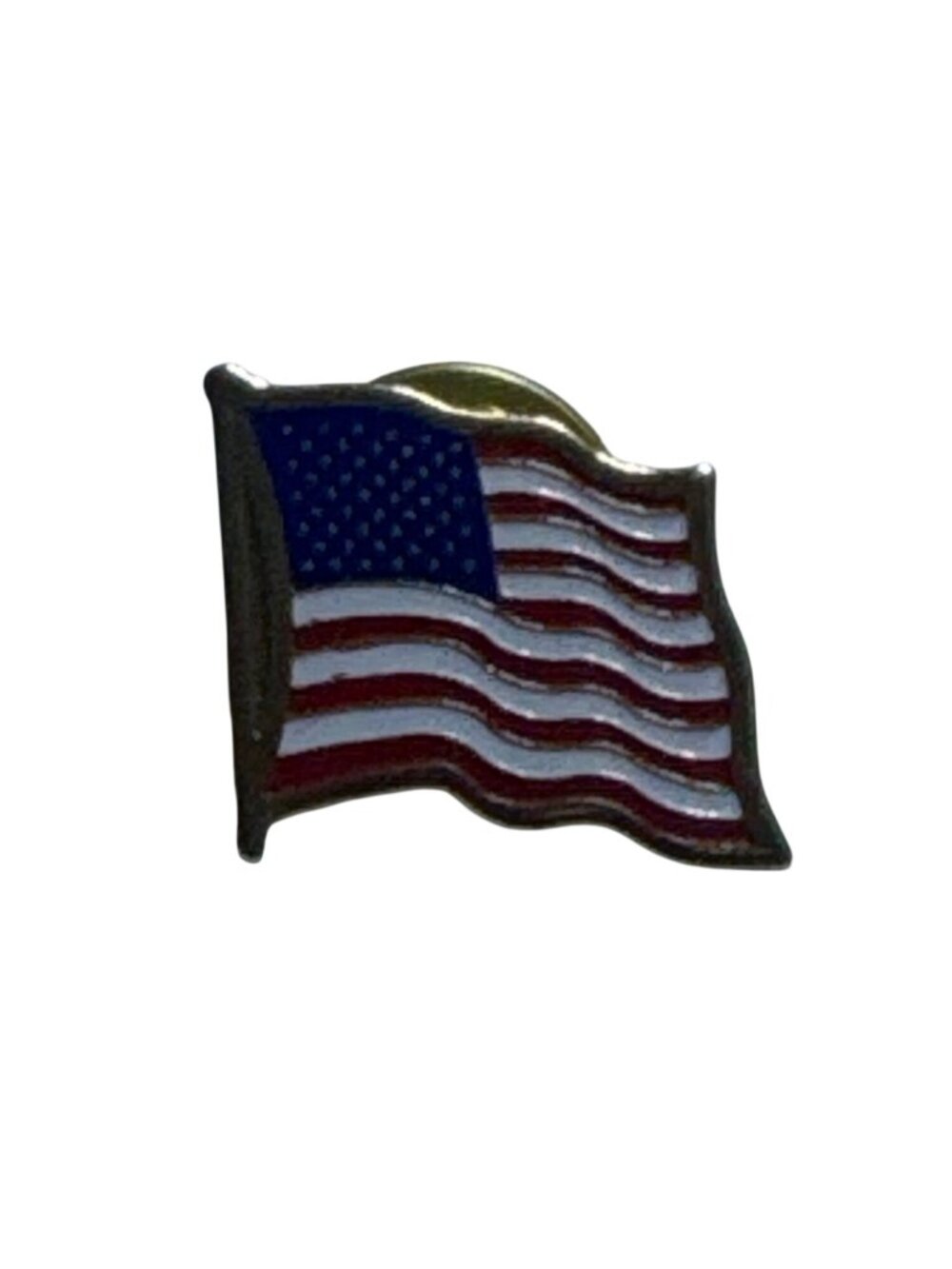 Flag-Themed Enamel Lapel Pin American Flag Gold Tone 0.75" Pre-Owned